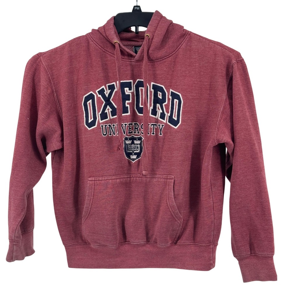 Oxford University Hoodie Mens Small‎ Burgundy Collegiate Pullover Sweatshirt